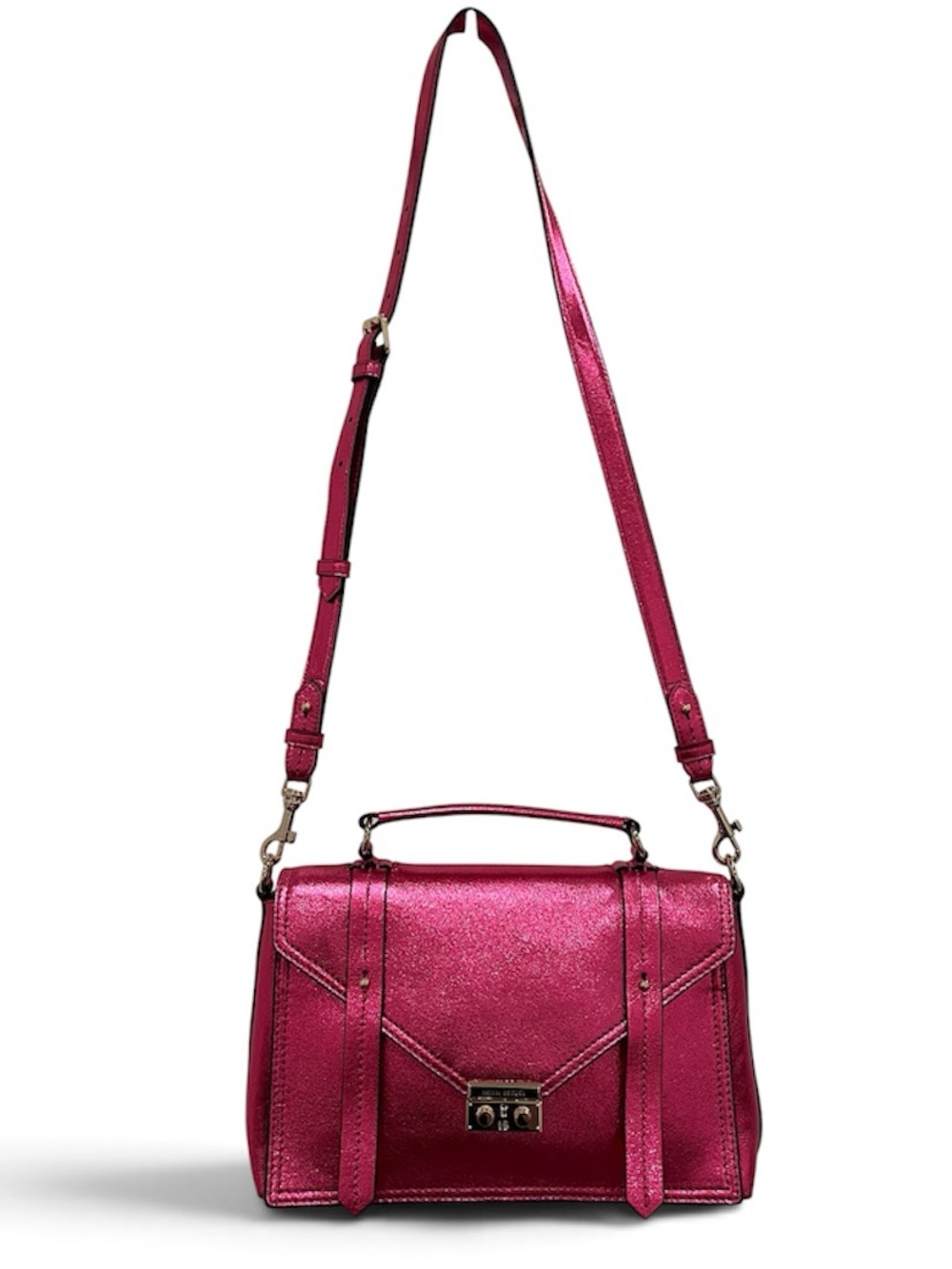 Henri Bendel Cambria Metallic Lipstick Pink Leather Satchel/Crossbody NWT - Picture 9 of 16
